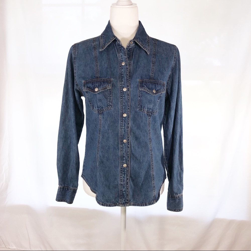 At Last Blues Denim - Snap closure button down!